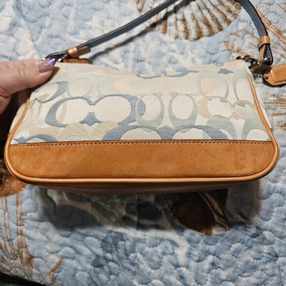 2004 Vintage y2k Coach Demi Shoulder Bag in Blue Optic Signature Monogram Purse - Picture 3 of 6